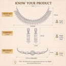 ZENEME Set of 3 Rhodium Plated AD Floral Fringe Bracelets & Necklace Set Jewellery Set For Women & Girls Silver Toned