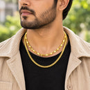 Gold Plated Herringbone & Cuban Link Chain Combo for Men & Boys
