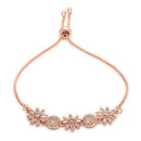 ZENEME Set of 3 Rhodium Plated AD Crystal Daisy Vine Necklace Set & Bracelet Jewellery Set For Women & Girls Silver Toned