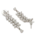 ZENEME Set of 3 Rhodium Plated AD Marquise Leaf V-Cascade Necklace Set & Bracelet Jewellery Set For Women & Girls Silver Toned