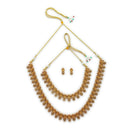 ZENEME Set of 4 Antique Gold Plated Brass With Pearl Traditional South Indian Bridal Jewellery Set For Women & Girls Gold Toned