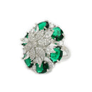 Rhodium Plated AD Teardrop Petal Adjustable Ring for Women & Girls