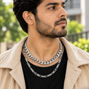 Silver Plated Rope & Snake Link Chain Combo for Men & Boys