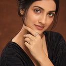 Set of 2 Gold Plated AD Celestial Sparkle Adjustable Ring Combo for Women & Girls