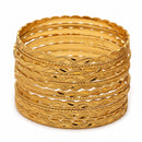 ZENEME Set of 16 Gold Plated Wavy Textured Line Bangles for Women & Girls