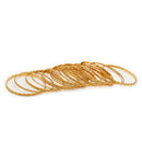 ZENEME Set of 16 Gold Plated Wavy Textured Line Bangles for Women & Girls