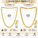 Gold Plated Box & Wheat Link Chain Combo for Men & Boys