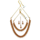 ZENEME Set of 4 Antique Gold Plated Brass With Pearl Traditional South Indian Bridal Jewellery Set For Women & Girls Gold Toned
