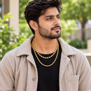 Gold Plated Snake & Figaro Link Chain Combo for Men & Boys