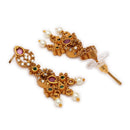 ZENEME Set of 4 Antique Gold Plated Brass With Pearl Traditional South Indian Bridal Jewellery Set For Women & Girls Gold Toned