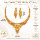 ZENEME Gold Plated Alloy Leaf Cluster Traditional Temple Necklace Set with Matching Earring Jewellery Set For Women & Girls