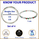 ZENEME Set of 4 Rhodium Plated Prismatic Harmony Multicolour Bangles for Women & Girls (2.4)