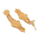 ZENEME Gold Plated Alloy Leaf Fringe Heritage Temple Necklace Set with Matching Earring Jewellery Set For Women & Girls