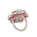 Rhodium Plated AD Crystal Petal Radiance Adjustable Ring for Women & Girls