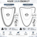 Silver Plated Box & Cuban Link Chain Combo for Men & Boys