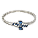 ZENEME Set of 3 Rhodium Plated AD Pear-Drop Double-Row Cascade Bracelets & Necklace Set Jewellery Set For Women & Girls Silver Toned