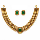 ZENEME Gold Toned CZ Choker Necklace Set for Women Traditional Jewellery Set with Matching Earrings