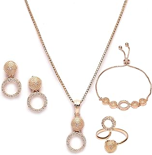 Rose Gold-Plated White American Diamond studded Oval Shaped Jewellery Set