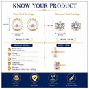 Gold Plated Crown Pearl & Solitaire Stud Earrings Set of 2 Pairs for Women & Girls