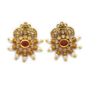 ZENEME Gold Plated AD Traditional Floral Medallion Necklace Set with Matching Earring Jewellery Set For Women & Girls