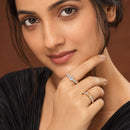 Set of 2 Gold Plated AD Celestial Sparkle Adjustable Ring Combo for Women & Girls