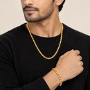 Gold Plated Bold Gold Cuban Link Chain & Bracelet Set for Men & Boys