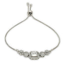 ZENEME Set of 3 Rhodium Plated AD Rectangular Halo Paisley Fringe Necklace Set & Wraparound Bracelet Jewellery Set For Women & Girls Silver Toned