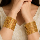ZENEME Set of 16 Gold Plated Thin Twisted Stackable Bangles for Women & Girls