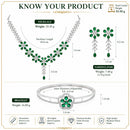 ZENEME Set of 3 Rhodium Plated AD Floral Fringe Bracelets & Necklace Set Jewellery Set For Women & Girls Silver Toned