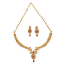 ZENEME Gold Plated Traditional Pearl Cluster Necklace with Matching Earring Antique Jewellery Set For Women & Girls Gold Toned Necklace Set For Woman