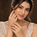 Set of 2 Rhodium Plated AD Radiant Halo Adjustable Ring Combo for Women & Girls