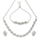 ZENEME Set of 3 Rhodium Plated AD Necklace Set & Bracelet Jewellery Set For Women & Girls