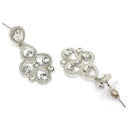 ZENEME Rhodium Plated Silver Toned Teardrop Shaped Cubic Zirconia Studded Necklace With Earrings Jewellery Set For Women & Girls