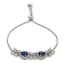 ZENEME Set of 3 Rhodium Plated AD Emerald Teardrop Halo Necklace Set & Bracelet For Woman