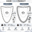 Silver Plated Box & Cuban Link Chain Combo for Men & Boys