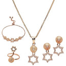 Rose Gold-Plated White American Diamond studded Star Shaped Jewellery Set
