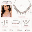 ZENEME Set of 3 Rhodium Plated AD Floral Fringe Bracelets & Necklace Set Jewellery Set For Women & Girls Silver Toned