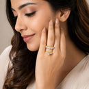 Set of 2 Gold Plated AD Crystal Bloom Adjustable Ring Combo for Women & Girls