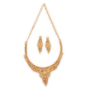 ZENEME Gold Plated Alloy Leaf Dangle Royal Temple Necklace Set with Matching Earring Jewellery Set For Women & Girls