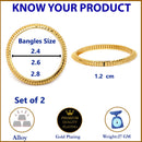 ZENEME Set of 2 Gold Plated Embossed Textured Kada Bangles for Women & Girls (2.4)