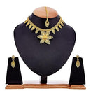 Gold Plated Intricate Floral Design Necklace Combo With Bracelet & Ring