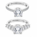 Set of 2 Rhodium Plated AD Solitaire Elegance Adjustable Ring Combo for Women & Girls