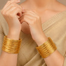 ZENEME Set of 16 Gold Plated Thin Twisted Stackable Bangles for Women & Girls