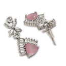 ZENEME Set of 3 Rhodium Plated AD Floral Fringe Bracelets & Necklace Set Jewellery Set For Women & Girls Silver Toned