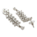 ZENEME Rhodium Plated White American Diamond Marquise Leaf Vine Necklace Set with Earrings & Set of 2 Bangles for Women & Girls