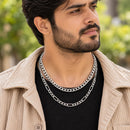 Silver Plated Chunky Cuban & Curb Link Chain Combo for Men & Boys