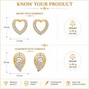 Gold Plated Layered Teardrop Stud Earrings Set of 2 Pairs for Women & Girls