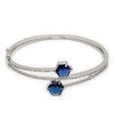 ZENEME Set of 3 Rhodium Plated AD Floral Fringe Bracelets & Necklace Set Jewellery Set For Women & Girls Silver Toned