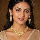 ZENEME Gold Plated Alloy Leaf Layer Heritage Temple Necklace Set with Matching Earring Jewellery Set For Women & Girls