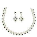 ZENEME Rhodium Plated Silver Toned Teardrop Shaped Cubic Zirconia Studded Necklace With Earrings Jewellery Set For Women & Girls